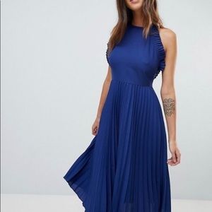 ASOS Pleated Midi Dress with Open Back